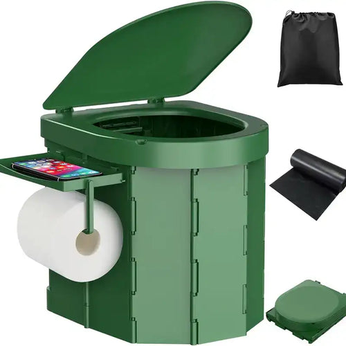 Faltbare Notfall-Toilette mit Deckel und Papierhalter