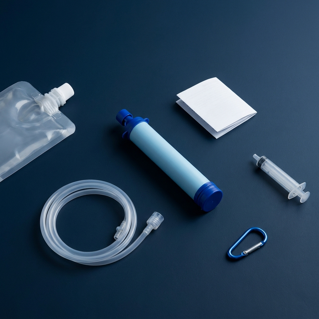 NORDVAND X1 Set: Filter, Faltbeutel, Verlaengerungsschlauch, Spritze, Karabiner